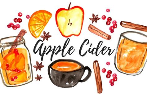 Watercolor Fall Apple Cider Clipart Fall Apple Cider Fall Apples