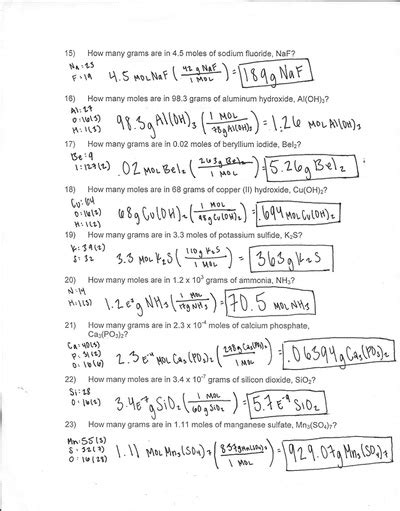 Chemistry Mole Calculation Worksheet Worksheet Hot Sex Picture