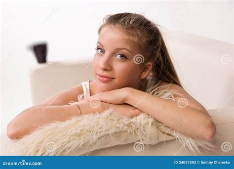 Sensuality Woman Lying On A Sofa Stock Image Image Of Hair