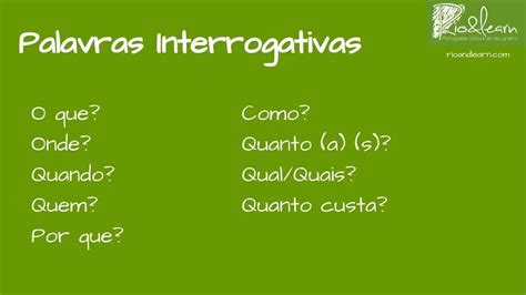 Palavras Interrogativas em Português A Dica do Dia Rio Learn
