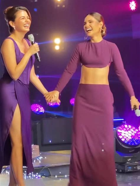 Look Janine Gutierrez And Lovi Poe S Purple Outfits For Asap Na Tin To Preview Ph