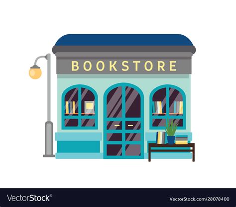 Bookstore Flat Bookshop Royalty Free Vector Image
