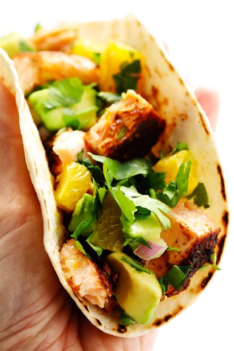 Super Simple Salmon Tacos With Juicy Citrus Salsa Gimme Some Oven