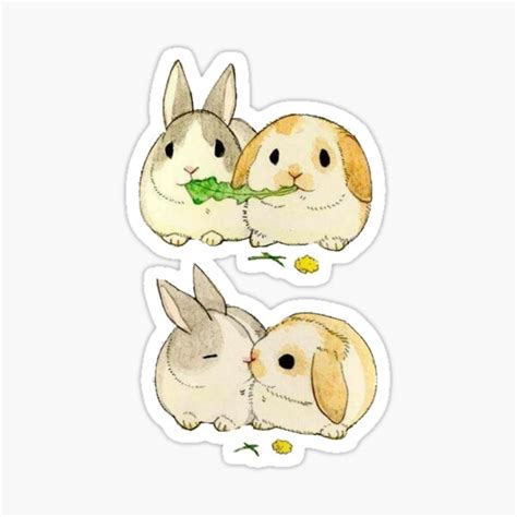 Bunny Kiss Sticker By Meow Baby3 Redbubble