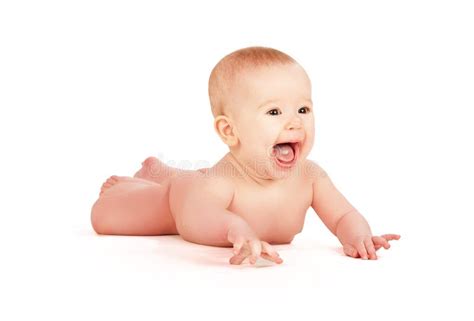 Happy Naked Baby Isolated Stock Image Image Of Isolated