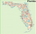 Florida road map with cities and towns