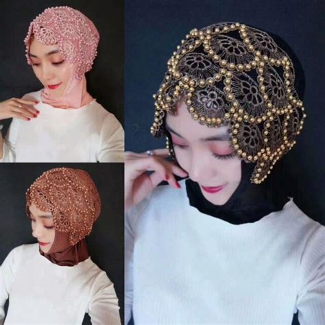 Women Muslim Handcrafted Bead Caps Islamic Underscarf Hats Arab Turban