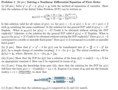 Solved Solving A Nonlinear Differential Equation Of First