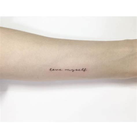 Lettering Tattoo That Says Love Myself Done On The