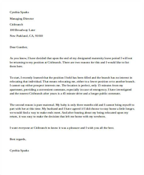 Free 3 Maternity Resignation Letter Samples In Ms Word