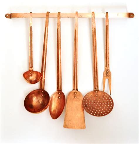 Maybe you would like to learn more about one of these? Vintage Solid Copper Kitchen Utensils with Hanger | Copper ...