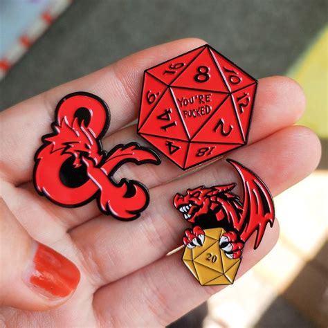 Dungeons And Dragons D20 Enamel Lapel Pin Twenty Sided Dice Badge Rpg D
