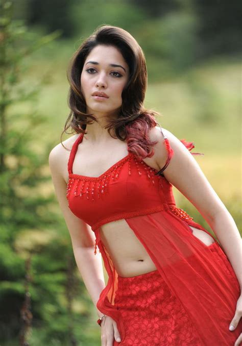 Tamanna Navel Show Red Dress Stills Hot Actress In The World