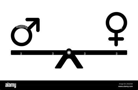 Gender Equality Concept Male And Female Icon On A Seesaw Vector Illustration Stock Vector