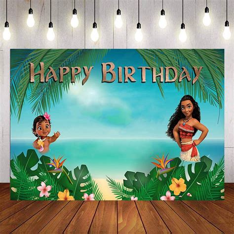 Moana Princess Backdrops Cartoon For Girl Birthday Party Photography