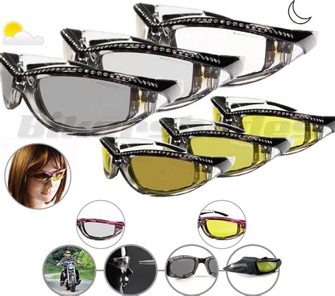 Transition Motorcycle Sun Glasses Rhinestones Women Day And Night S M Shades Ebay