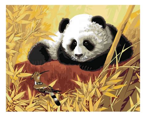 Black And White Panda Paint By Number Kits Cute Panda Art Animal Diy