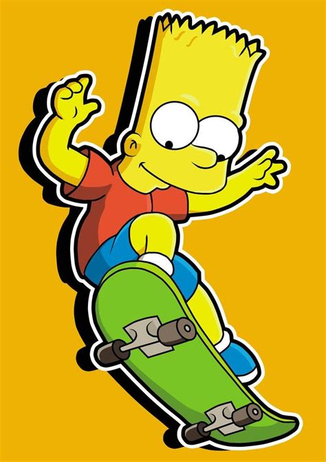 The Simpsons Riding A Skateboard With His Arms In The Air