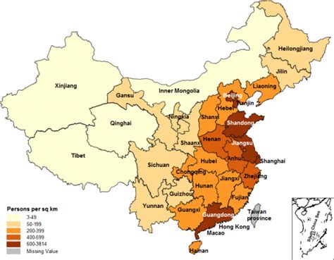 China Population Density Per Square Km