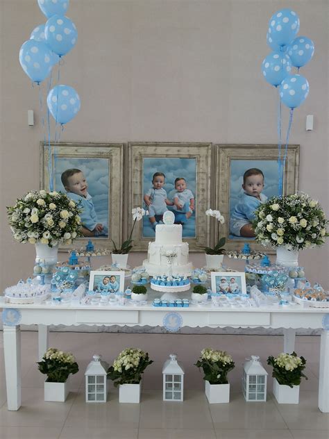 By Pink Blue Party Boy Baptism Centerpieces Baptism Party Decorations