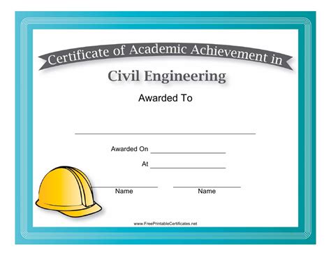 Civil Engineering Academic Achievement Certificate Template Download