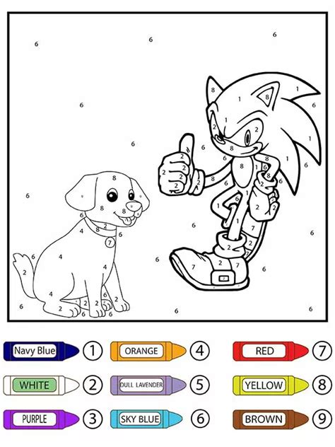 Sonic And Skateboard Color By Number Coloring Page Free Printable