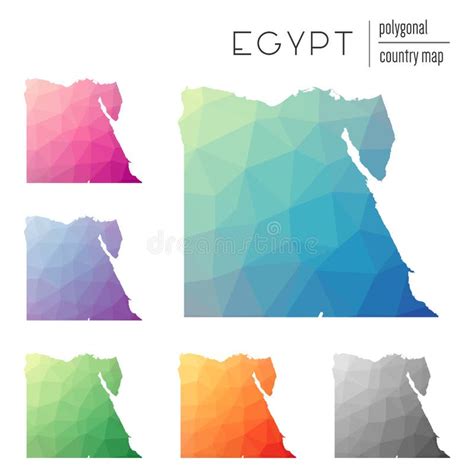 Set Vector Polygonal Egypt Maps Stock Illustrations 5 Set Vector