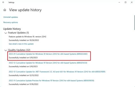 Windows Update History Windows 10