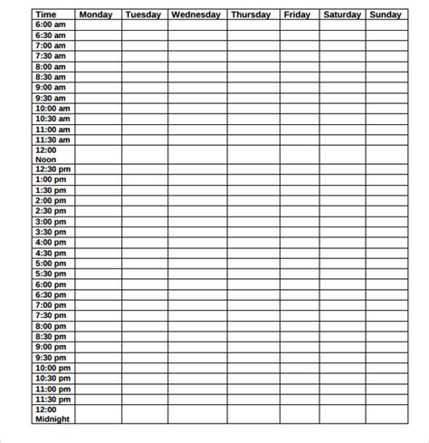 23 Printable Daily Schedule Templates Pdf Excel Word Sample