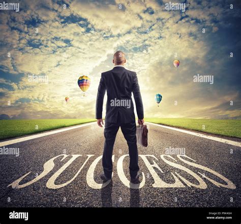 Man Walks On A Success Way Concept Of Successful Businessman And
