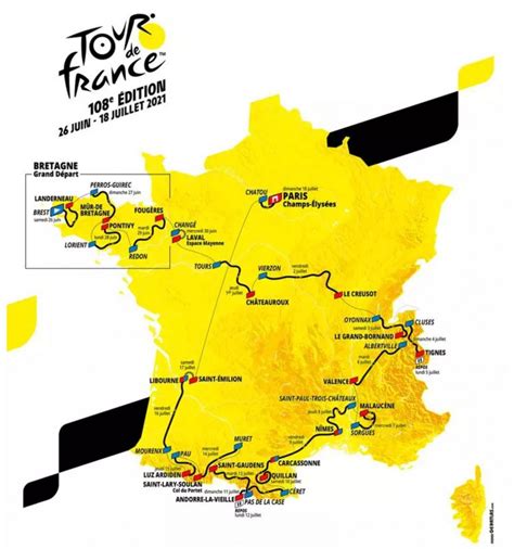 La carte détaillée du parcours du tour de france 2021 a été dévoilée dimanche 1er novembre. Parcours Tour de France 2021