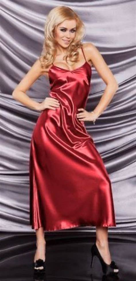 Sk Ladies In Red Sexy Satin Dress Sexy Dresses Short Shiny Dresses