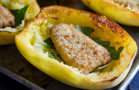 Baked Alfredo Spaghetti Squash With Lemon Herb Fillets