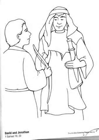 This coloring sheet features david on a field. David And Jonathan Friendship Coloring Pages sketch ...