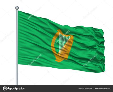 Ireland Naval Jack Flag Flagpole Isolated White Background Rendering