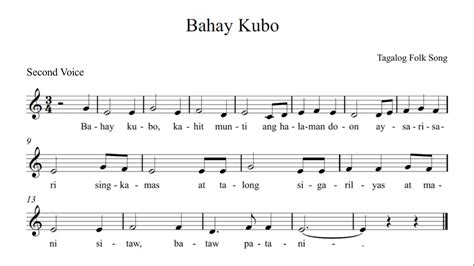 Bahay Kubo Piano Or Instrumental Guide 2 Part Youtube