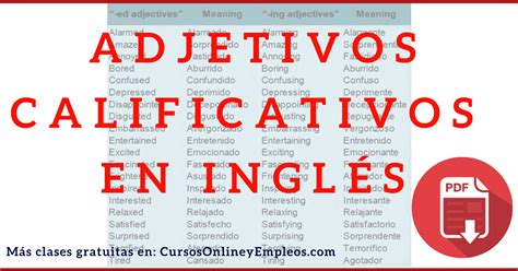 Adjetivos Calificativos En Ingles Y Espanol