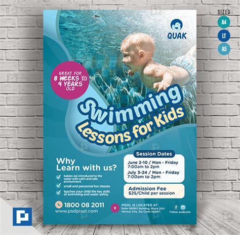 Swimming Lesson Flyer Psdpixel