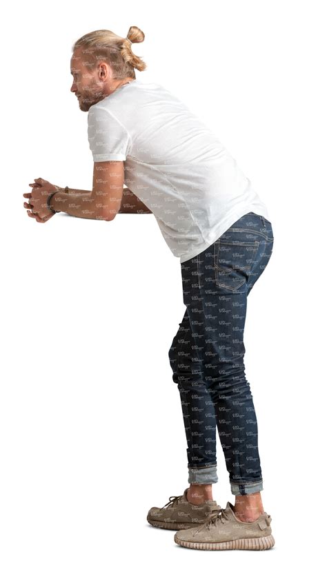 Cut Out Man Standing And Leaning On A Table Or Railing Vishopper