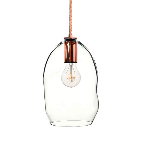 Hand Crafted Bubble Clear Hand Blown Glass Pendant Light Copper By Hammers And Heels