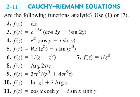 Solved 2 11 Cauchy Riemann Equations Are The Following