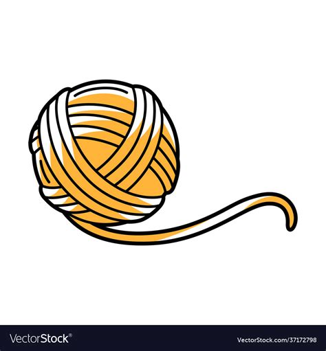 Yellow Ball Wool Cartoon Icon Royalty Free Vector Image