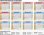 School Calendars 2017/2018 - free printable PDF templates