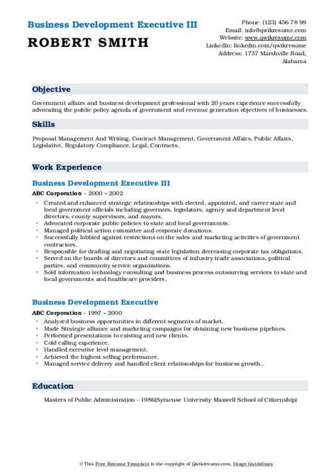 Business Development Executive Resume Samples Qwikresume