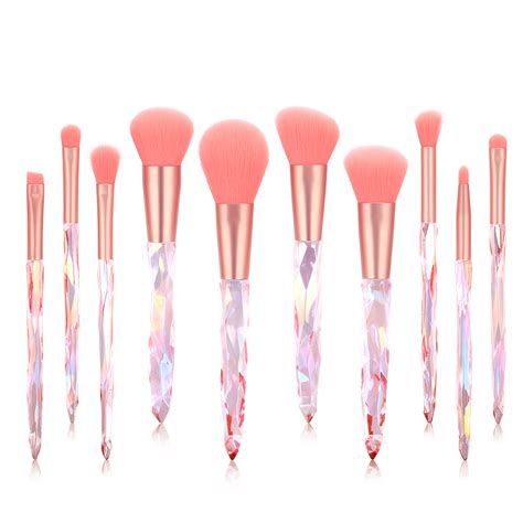 Bsroluna 10 Pcs Crystal Pink Makeup Brushes Set Ideal Make Up Brushes