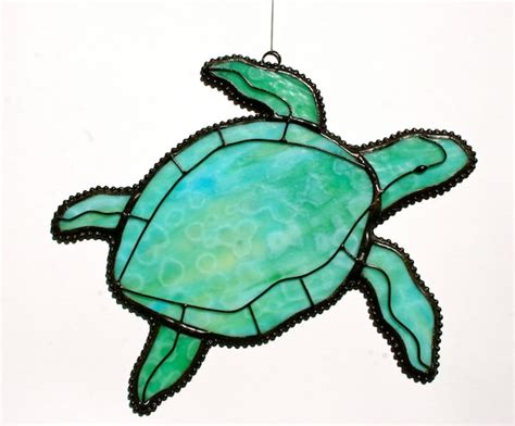 Stained Glass Sea Turtle Suncatcher By Stainedglasswhimsy On Etsy