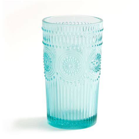 The Pioneer Woman Adeline 16 Ounce Emboss Glass Tumblers Set Of 4 Turquoise Ebay