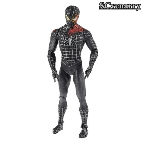 Marvel Black Spiderman Action Figure Super Heros Spider Man Toys 18cm