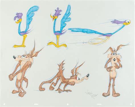 Wile E Coyote And The Road Runner Model Sheet Drawing By Virgil Ross