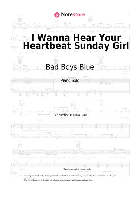Bad Boys Blue I Wanna Hear Your Heartbeat Sunday Girl Sheet Music For